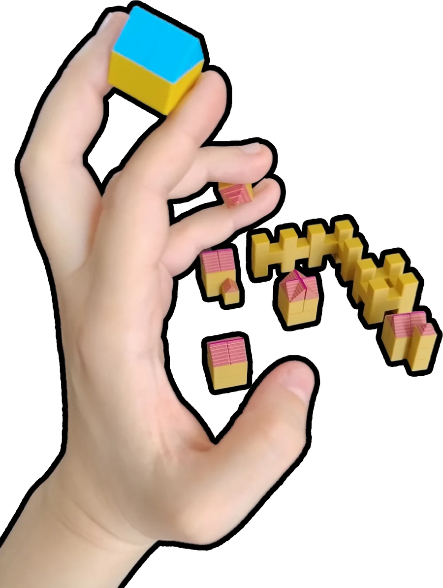 Placing a coloured block, the way VOXL builds a model