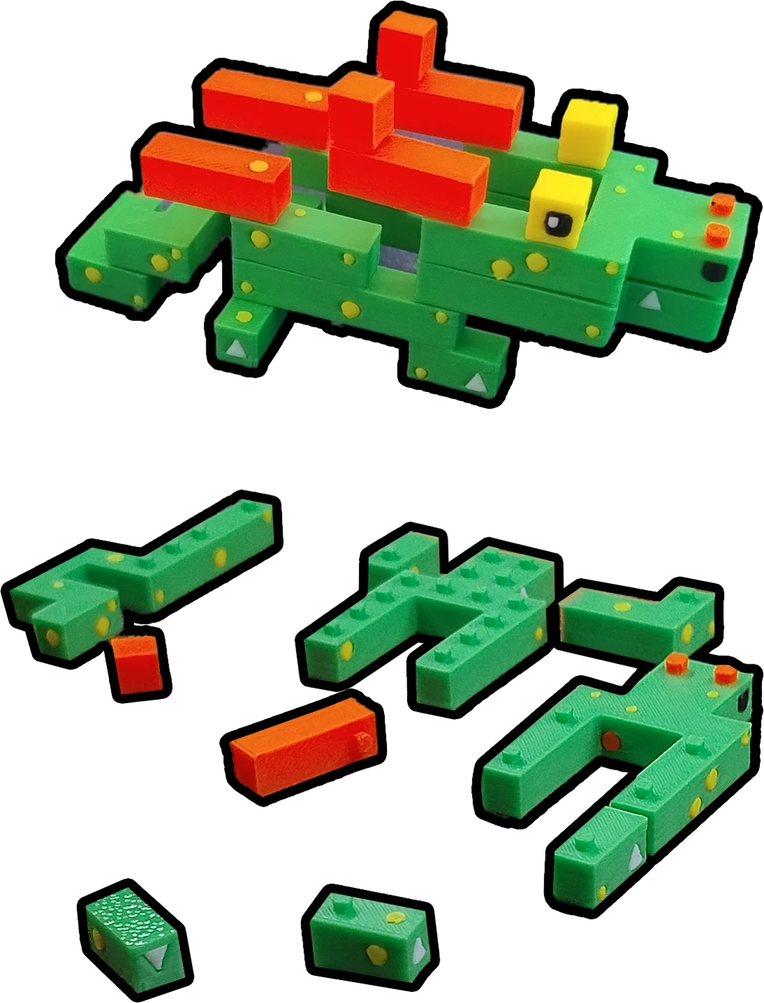 A VOXL model split into snap-fit puzzle pieces